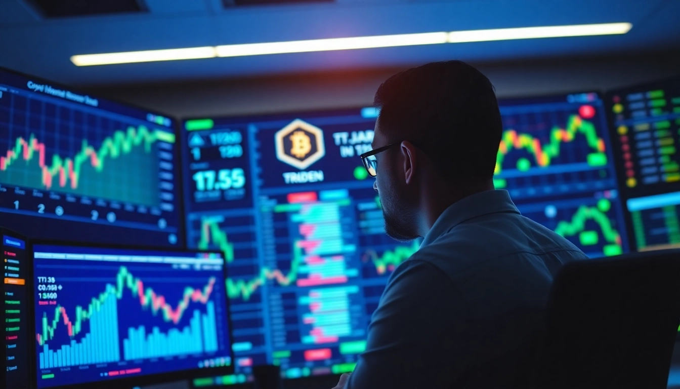 Cryptocurrency Trading News highlights on a digital trading platform with real-time charts and
