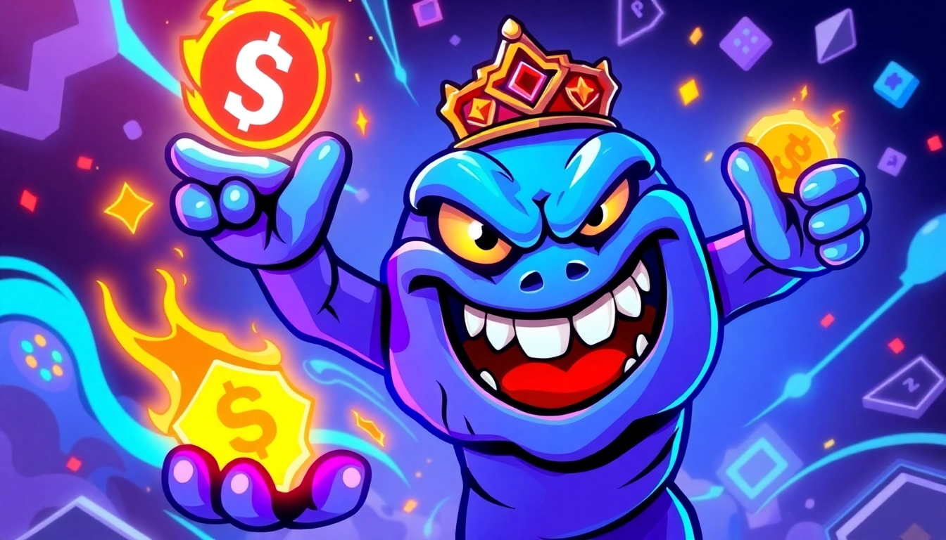 Staking Angry Pepe with vibrant crypto icons and a powerful meme character for community